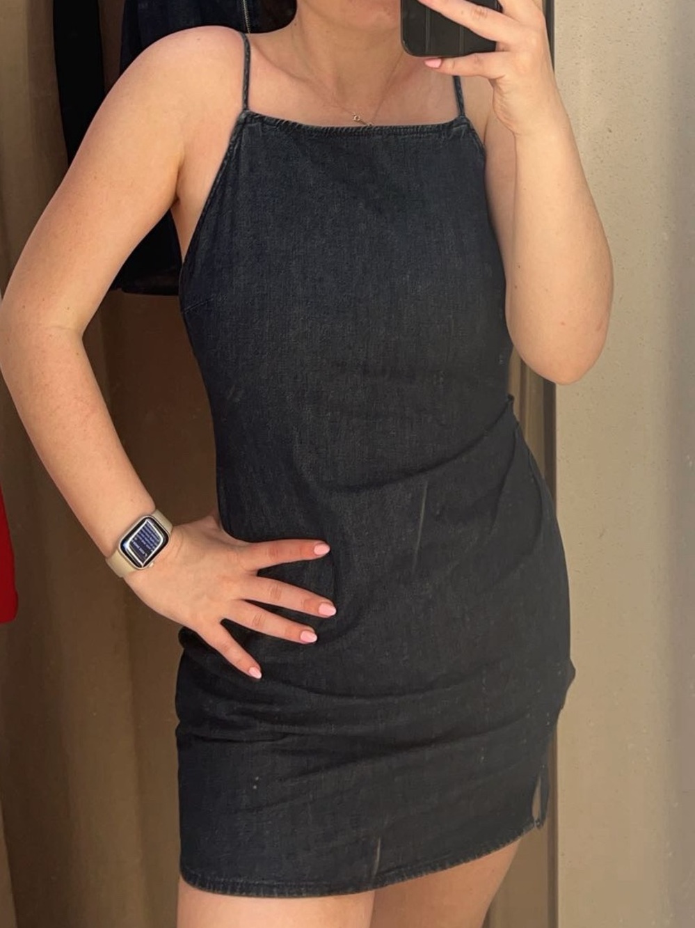 Zara Denim Backless Denim Mini Dress
